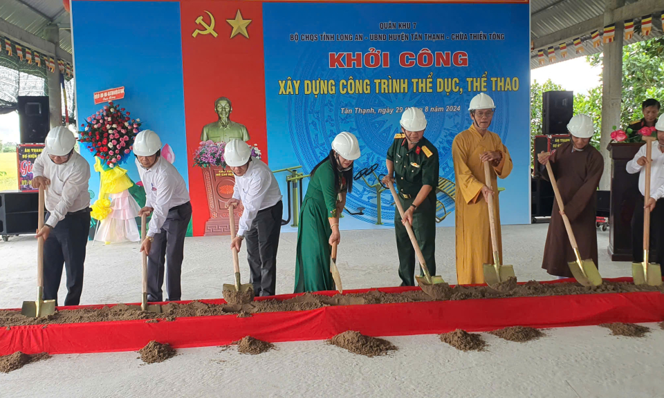 Lễ khởi công công trình thể dục thể thao tại chùa Thiền Tông, huyện Tân Thạnh