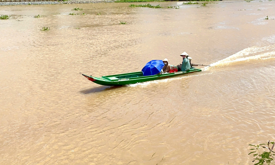 Mực nước lũ tại huyện đầu nguồn Tân Hưng tăng trở lại