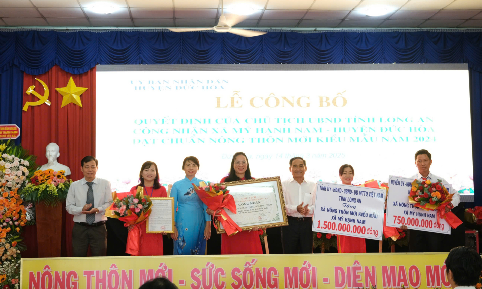  Xã Mỹ Hạnh Nam, huyện Đức Hòa đạt chuẩn nông thôn mới kiểu mẫu 