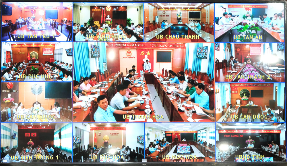 Hội nghị tổ chức theo hình thức trực tuyến kết nối với điểm cầu 15 huyện, thị xã, thành phố trong tỉnh