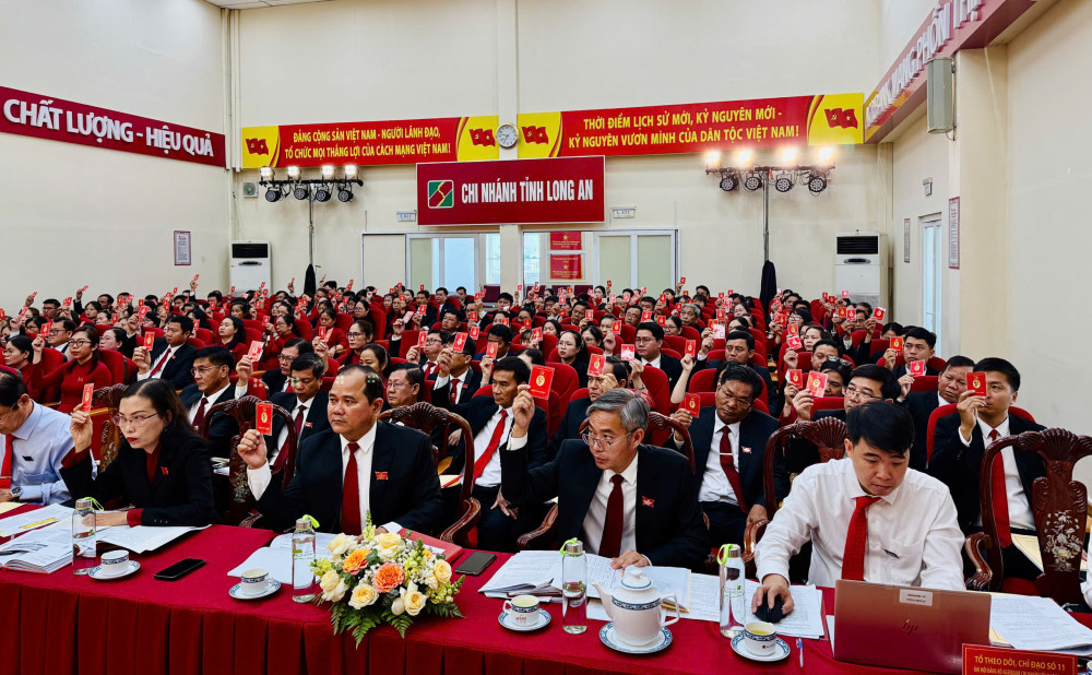 Các đại biểu tham gia biểu quyết tại đại hội 