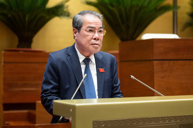 Chủ nhiệm Ủy ban Dân nguyện và Giám sát của Quốc hội Dương Thanh Bình thẩm tra dự án luật. (Ảnh: quochoi.vn)