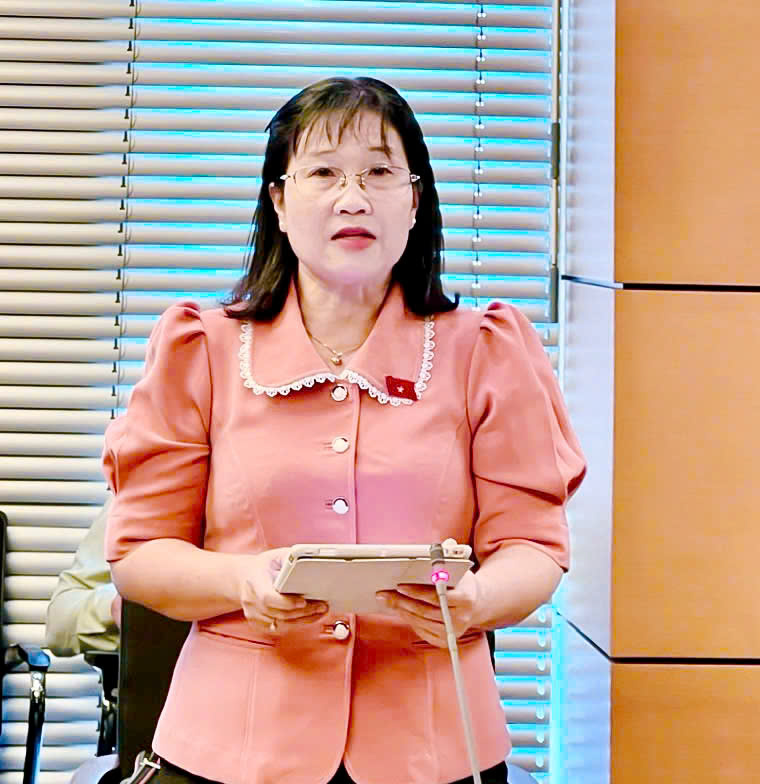 Đại biểu Nguyễn Hoàng Uyên - Phó Giám đốc Trung tâm kiểm soát bệnh tật tỉnh Long An phát biểu tại phiên thảo luận