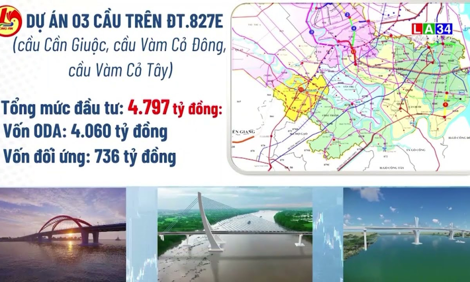 Phê duyệt chủ trương đầu tư 3 cầu trên Đường tỉnh 827E 
