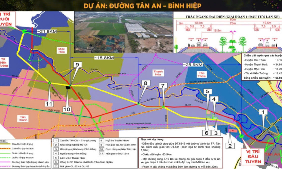 Dự kiến đầu tư đường Tân An – Bình Hiệp quy mô 8 -10 làn xe