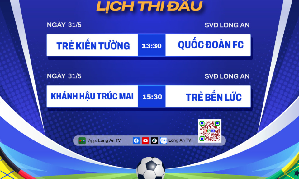 Lịch thi đấu Giải bóng đá Cúp Truyền hình Long An lần thứ IV năm 2025 ngày 31/5