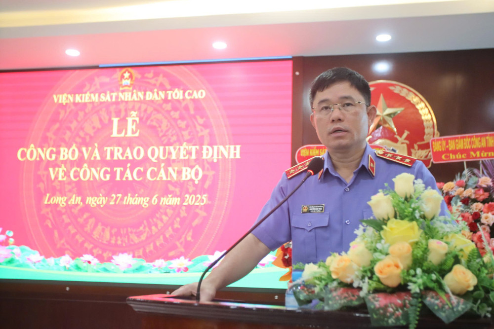 Phó Viện trưởng Viện Kiểm sát nhân dân Tối cao – Nguyễn Đức Thái phát biểu chỉ đạo tại buổi lễ 