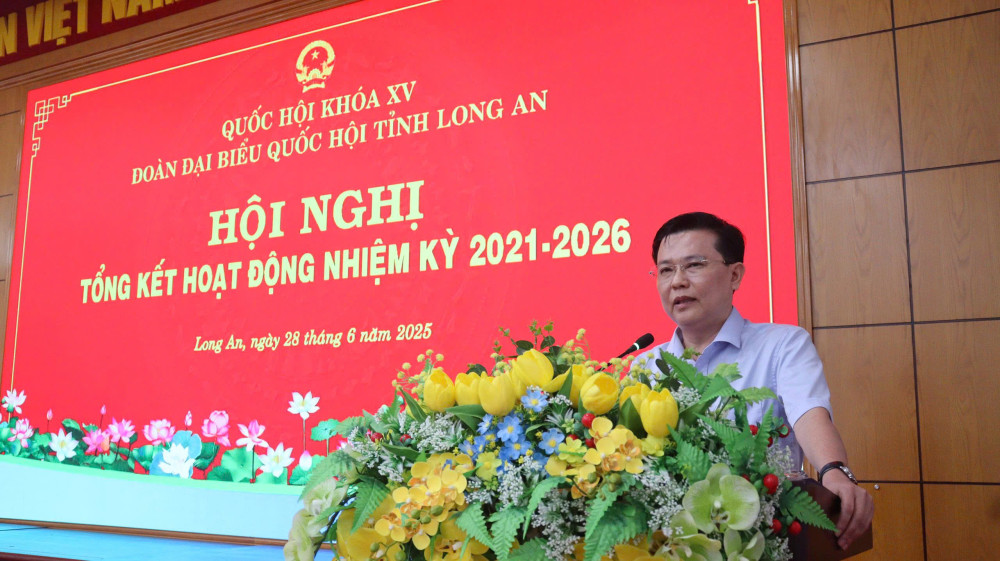 Phó Bí thư Thường trực Tỉnh ủy, Trưởng Đoàn đại biểu Quốc hội tỉnh – Nguyễn Thanh Hải phát biểu tại hội nghị