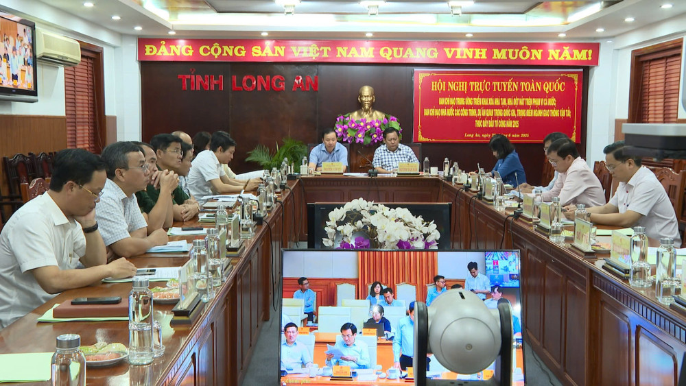 Quang cảnh hội nghị tại điểm cầu tỉnh Long An