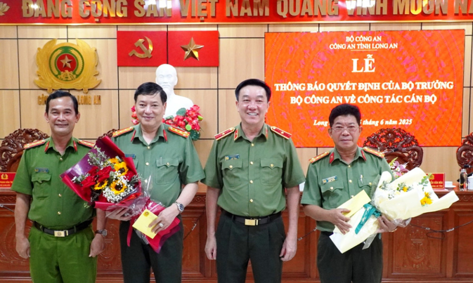 Điều động 2 Phó Giám đốc Công an tỉnh Long An nhận nhiệm vụ mới