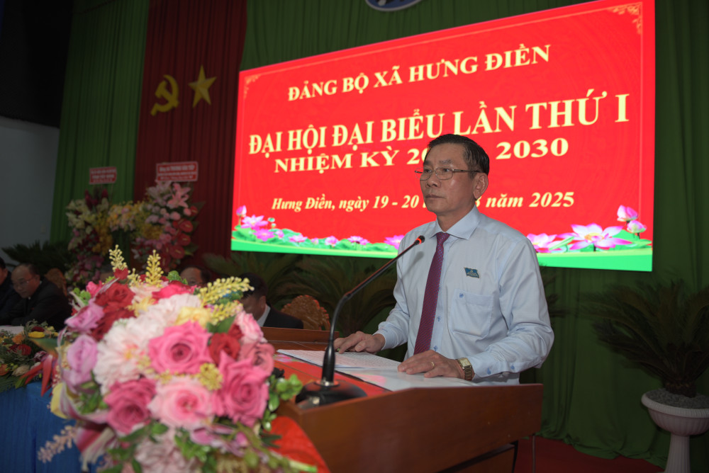 Ủy viên Ban Thường vụ Tỉnh ủy, Chủ nhiệm Ủy ban Kiểm tra Tỉnh uỷ Nguyễn Thành Vững phát biểu chỉ đạo tại Đại hội