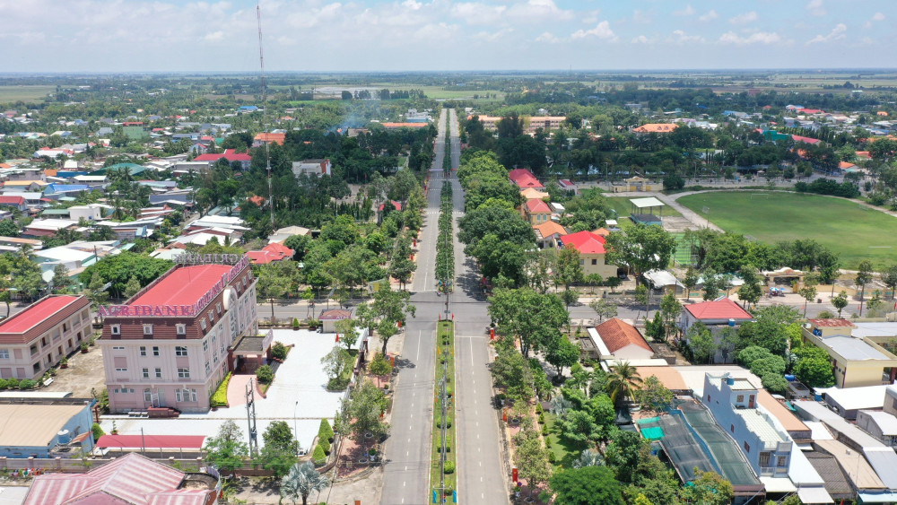 Một góc xã Vĩnh Hưng nhìn từ trên cao