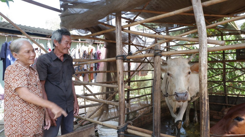 Được hỗ trợ xây dựng nhà Đại đoàn kết và bò giống, ông Nguyễn Văn Hùng (ngụ xã Bình Hiệp) tình nguyện viết đơn xin thoát khỏi hộ cận nghèo, nhường các chính sách ưu đãi của Đảng và Nhà nước cho những hoàn cảnh khó khăn hơn