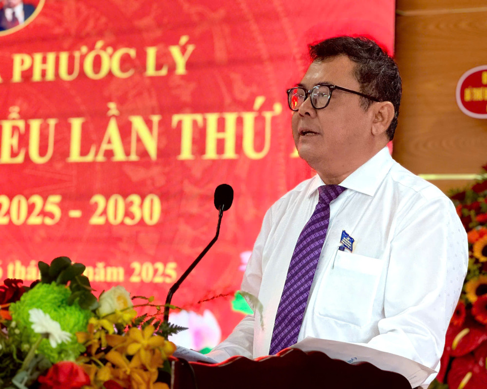 Ủy viên Ban Thường vụ Tỉnh ủy, Trưởng ban Nội chính Tỉnh ủy Trương Nhật Quang phát biểu tại Đại hội 