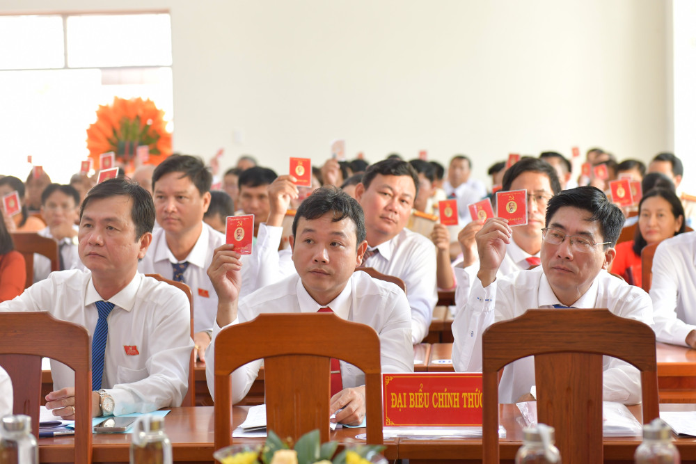 Các đại biểu biểu quyết thông qua Nghị quyết đại hội