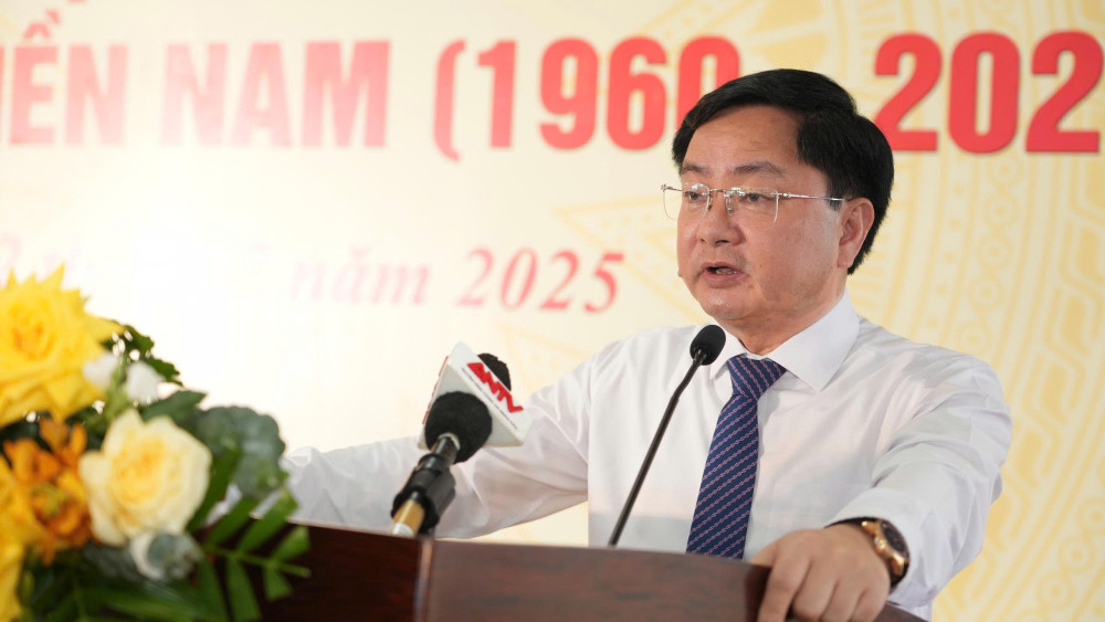 Bí thư Tỉnh ủy Nguyễn Văn Quyết phát biểu tại Lễ kỷ niệm 65 năm thành lập Ban An ninh Trung ương Cục miền Nam