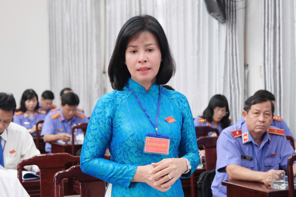 Ủy viên Ban Thường vụ Tỉnh ủy, Trưởng ban Tuyên giáo và Dân vận Tỉnh ủy, Bí thư Đảng ủy Ban Tuyên giáo và Dân vận Tỉnh ủy Nguyễn Thị Xuân Hương tham gia thảo luận tại tổ