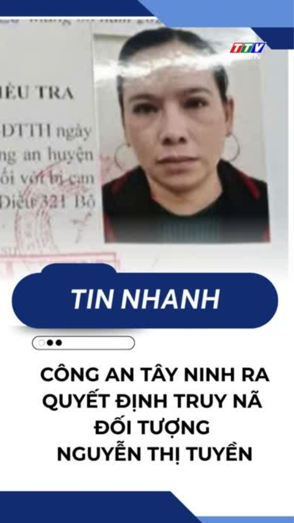 Công an Tây Ninh ra quyết định truy nã đối tượng Nguyễn Thị Tuyền