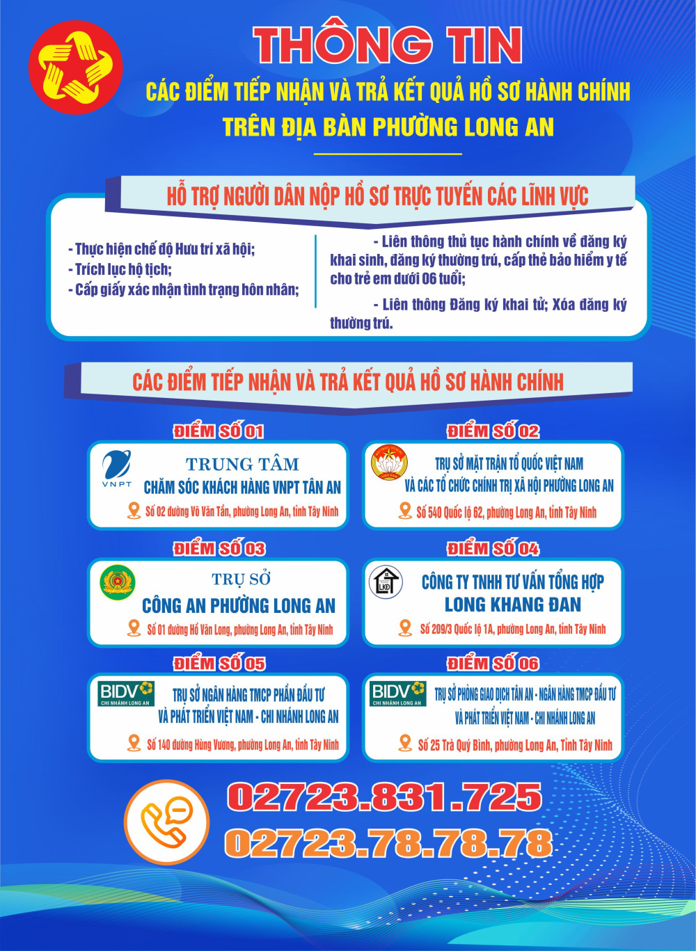 Phường Long An mở rộng các điểm tiếp nhận và trả kết quả hồ sơ hành chính trên địa bàn
