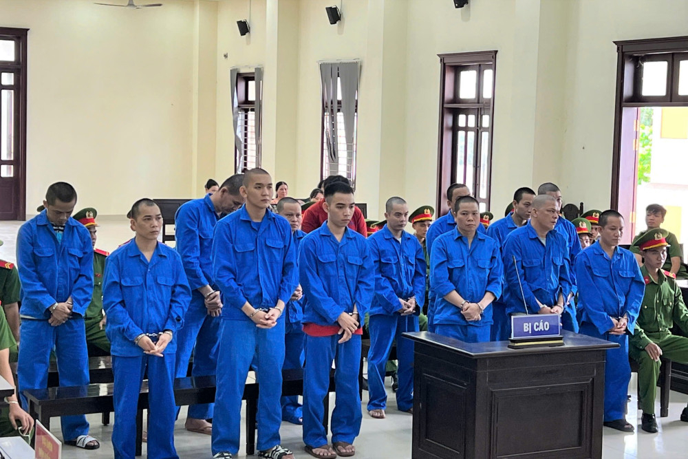 Các bị cáo tại phiên tòa xét xử