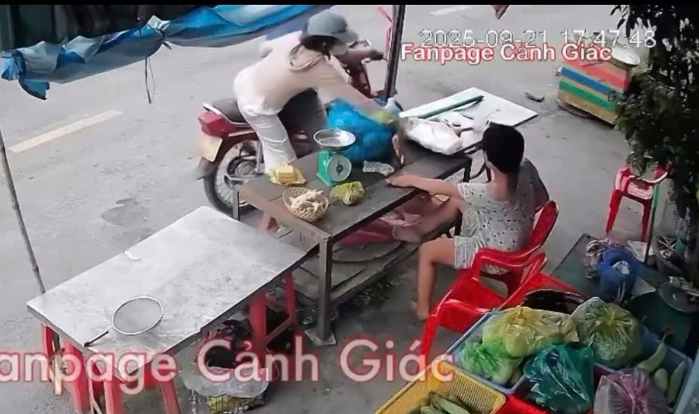 Đôi nam nữ thực hiện hành vi cướp giật điện thoại của người phụ nữ tàn tật