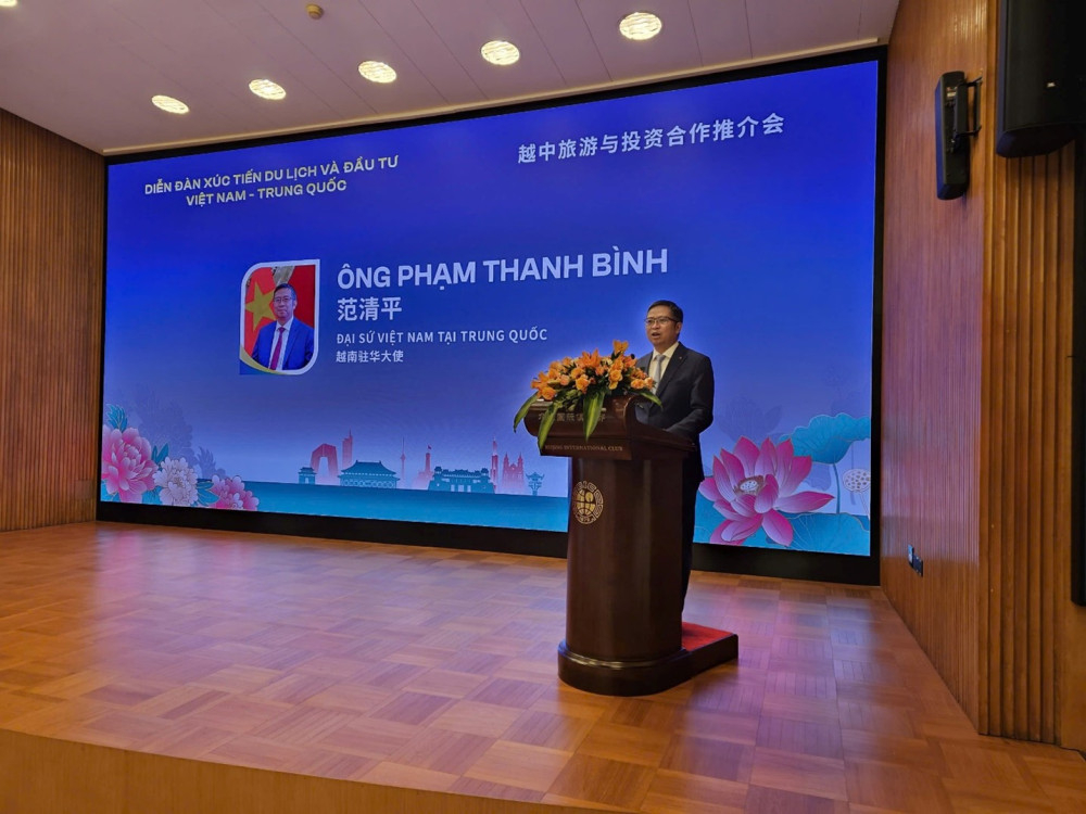 Đại sứ Đặc mệnh Toàn quyền nước Cộng hòa xã hội chủ nghĩa Việt Nam tại Cộng hòa Nhân dân Trung Hoa Phạm Thanh Bình phát biểu tại diễn đàn