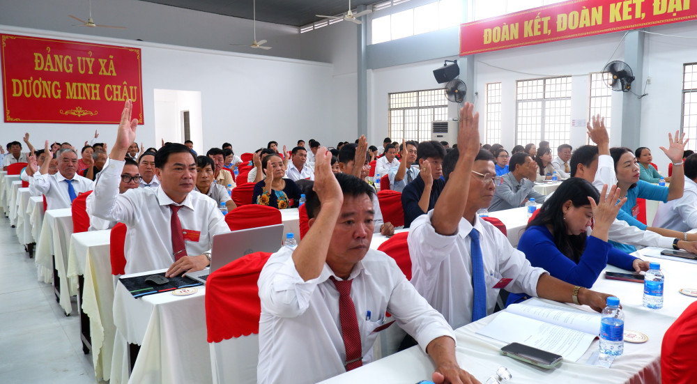 Đại biểu biểu quyết tại đại hội