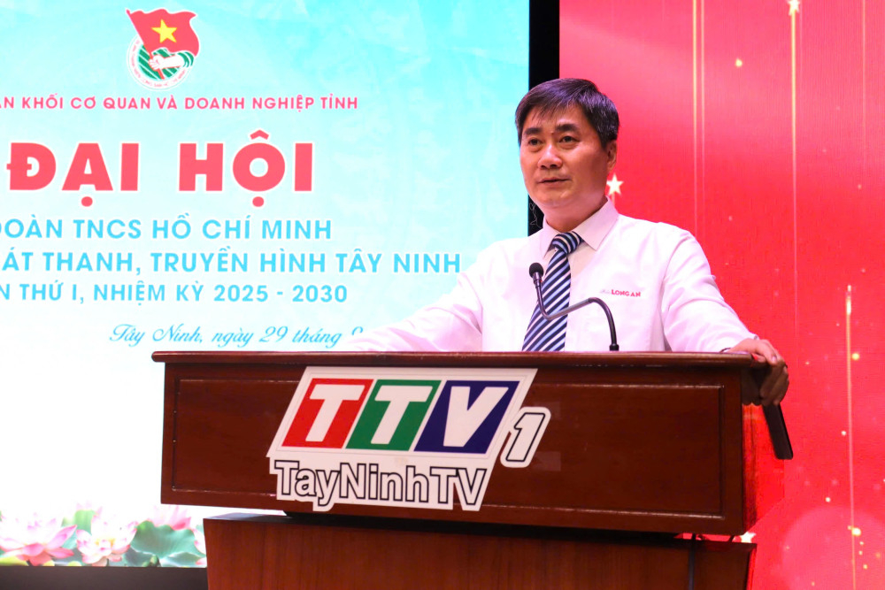 Phó Bí thư Đảng ủy, Phó Tổng Biên tập Báo và phát thanh, truyền hình Tây Ninh Châu Hồng Khá phát biểu chỉ đạo tại đại hội