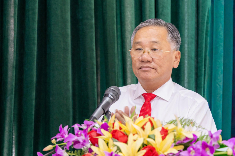 Bí thư Đảng ủy phường Gò Dầu Trịnh Ngọc Phương phát biểu tại buổi lễ