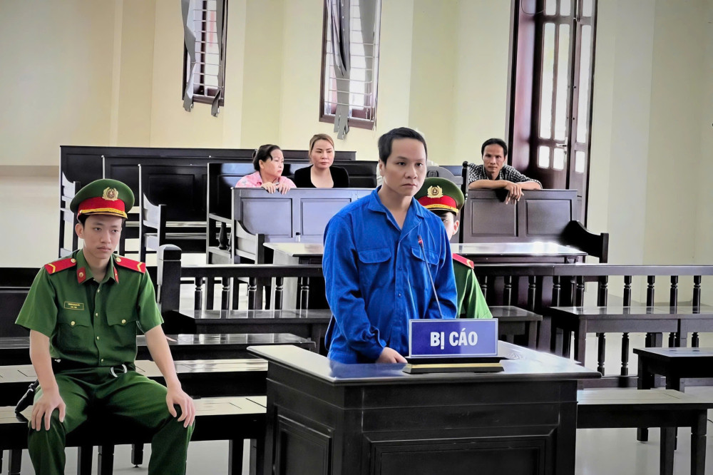 Bị cáo Nguyễn Bảo Trung tại phiên tòa xét xử