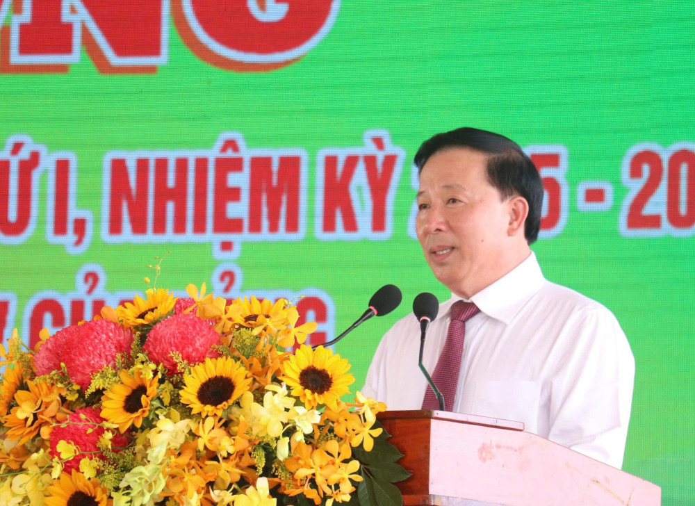Phó Bí thư Tỉnh ủy, Chủ tịch UBND tỉnh Nguyễn Văn Út phát biểu tại lễ khởi công