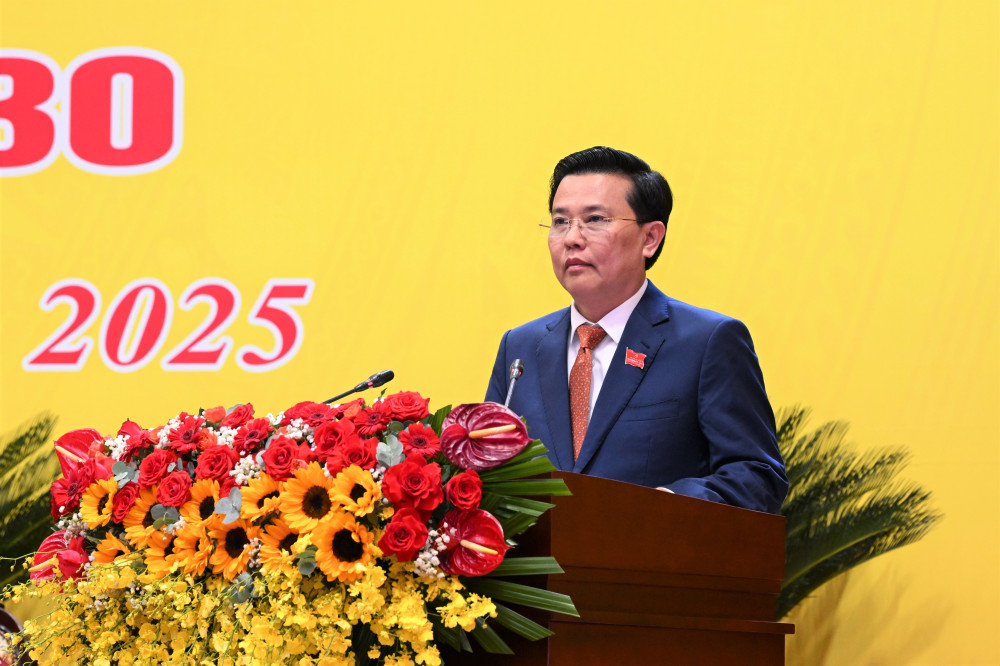 Phó Bí thư Tỉnh ủy, Chủ tịch UBMTTQ Việt Nam tỉnh Nguyễn Thanh Hải báo cáo kết quả phiên trù bị trước Đại hội