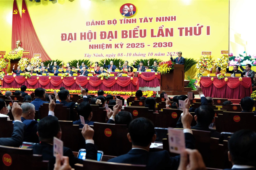 Đại biểu biểu quyết thông qua các nội dung tại Đại hội