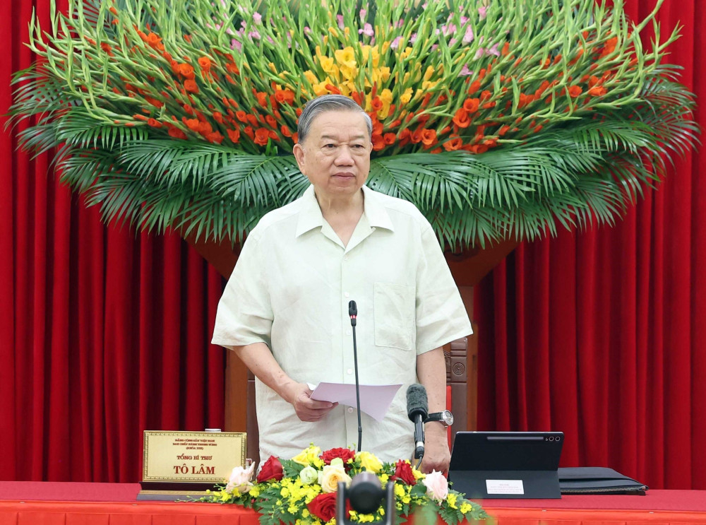 Tổng Bí thư Tô Lâm - Trưởng Ban Chỉ đạo Trung ương phát biểu (Ảnh: Thống Nhất - TTXVN)