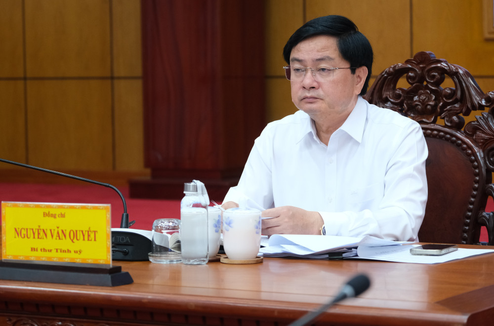 Bí thư Tỉnh ủy Nguyễn Văn Quyết - Trưởng Ban Chỉ đạo tỉnh thực hiện Nghị quyết số 57-NQ/TW chủ trì tại điểm cầu tỉnh Tây Ninh