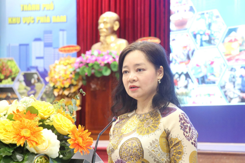 Cục trưởng Cục Đổi mới sáng tạo, Chuyển đổi xanh và Khuyến công Nguyễn Thị Lâm Giang phát biểu chỉ đạo hội nghị