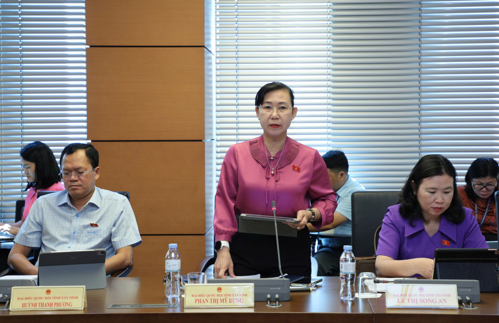 Đại biểu Phan Thị Mỹ Dung - Giám đốc Sở Tư pháp quan tâm đến vấn đề thực thi pháp luật