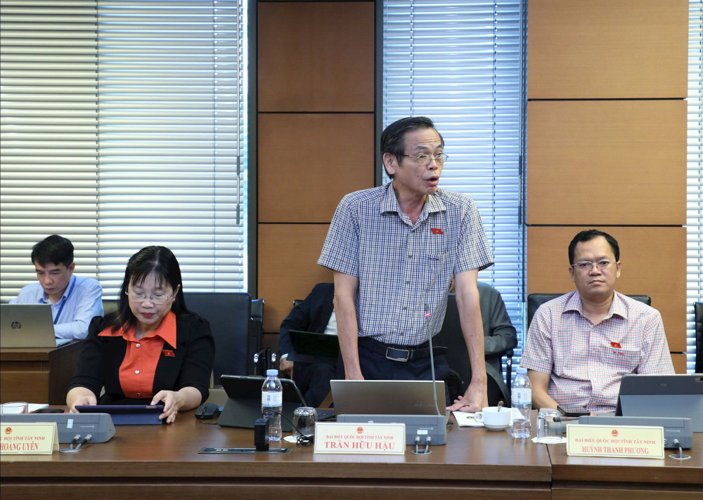 Đại biểu Trần Hữu Hậu - Phó Chủ tịch Thường trực Hiệp hội Doanh nghiệp tỉnh, phát biểu