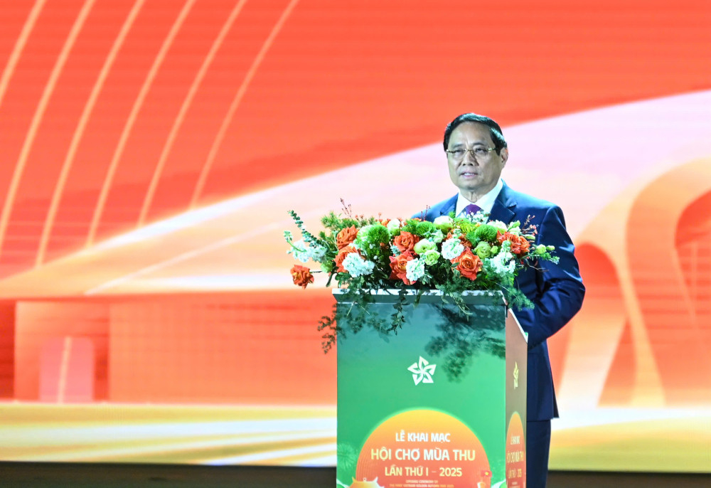 Thủ tướng Phạm Minh Chính phát biểu khai mạc Hội chợ mùa Thu lần thứ nhất năm 2025.