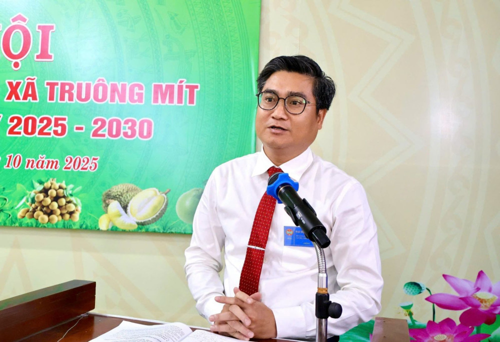 Chủ tịch Hội Nông dân tỉnh Tây Ninh Nguyễn Thanh Tùng phát biểu chỉ đạo tại Đại hội