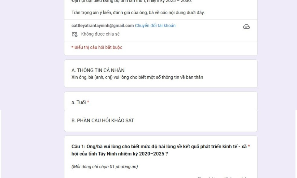 Ban Tuyên giáo và Dân vận Tỉnh ủy tổ chức điều tra dư luận xã hội về Đại hội đại biểu Đảng bộ tỉnh Tây Ninh lần thứ I, nhiệm kỳ 2025-2030