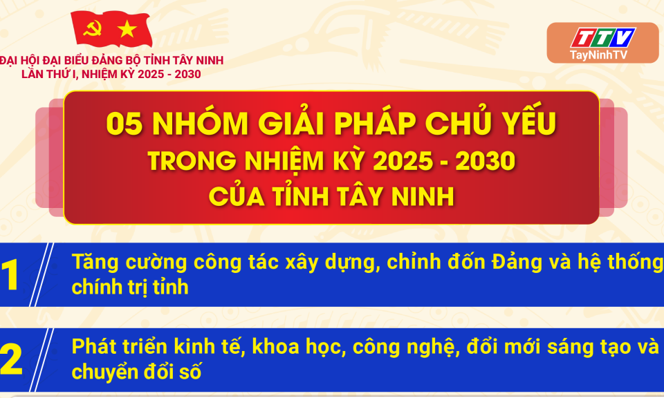5 giải pháp chủ yếu trong nhiệm kỳ 2025 - 2030 của tỉnh Tây Ninh