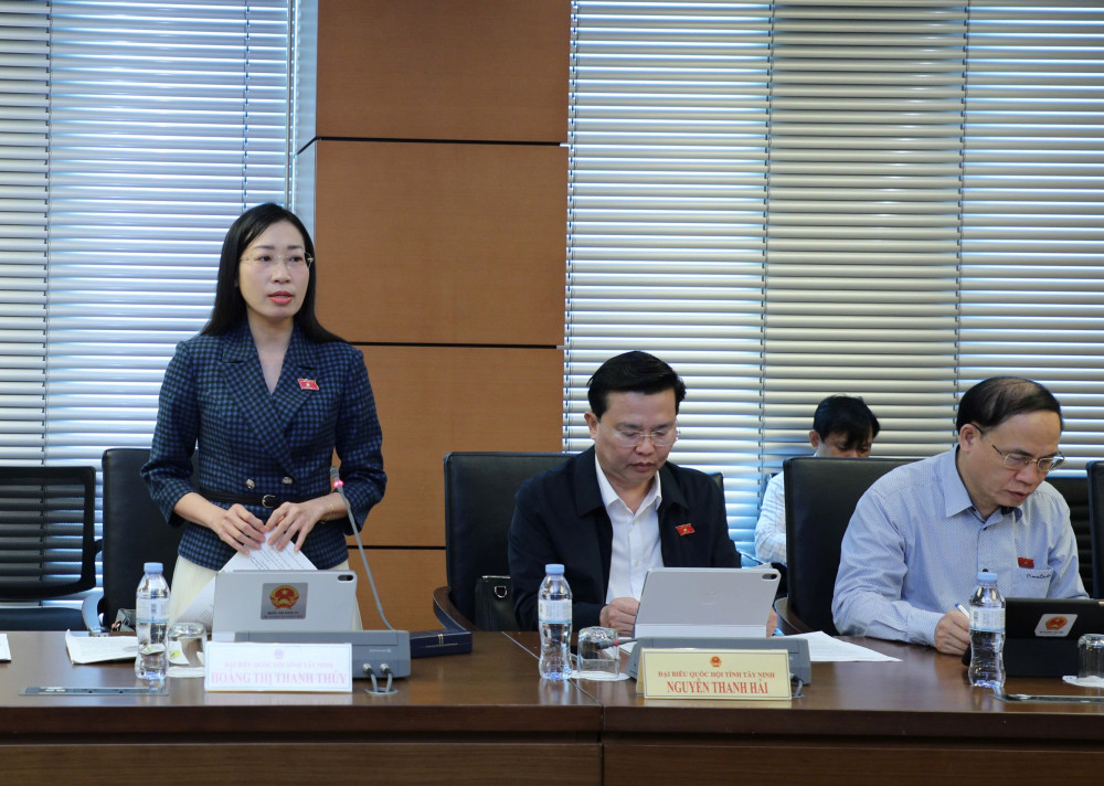 Đại biểu Hoàng Thị Thanh Thúy - Phó Trưởng đoàn chuyên trách Đoàn đại biểu Quốc hội tỉnh Tây Ninh, phát biểu
