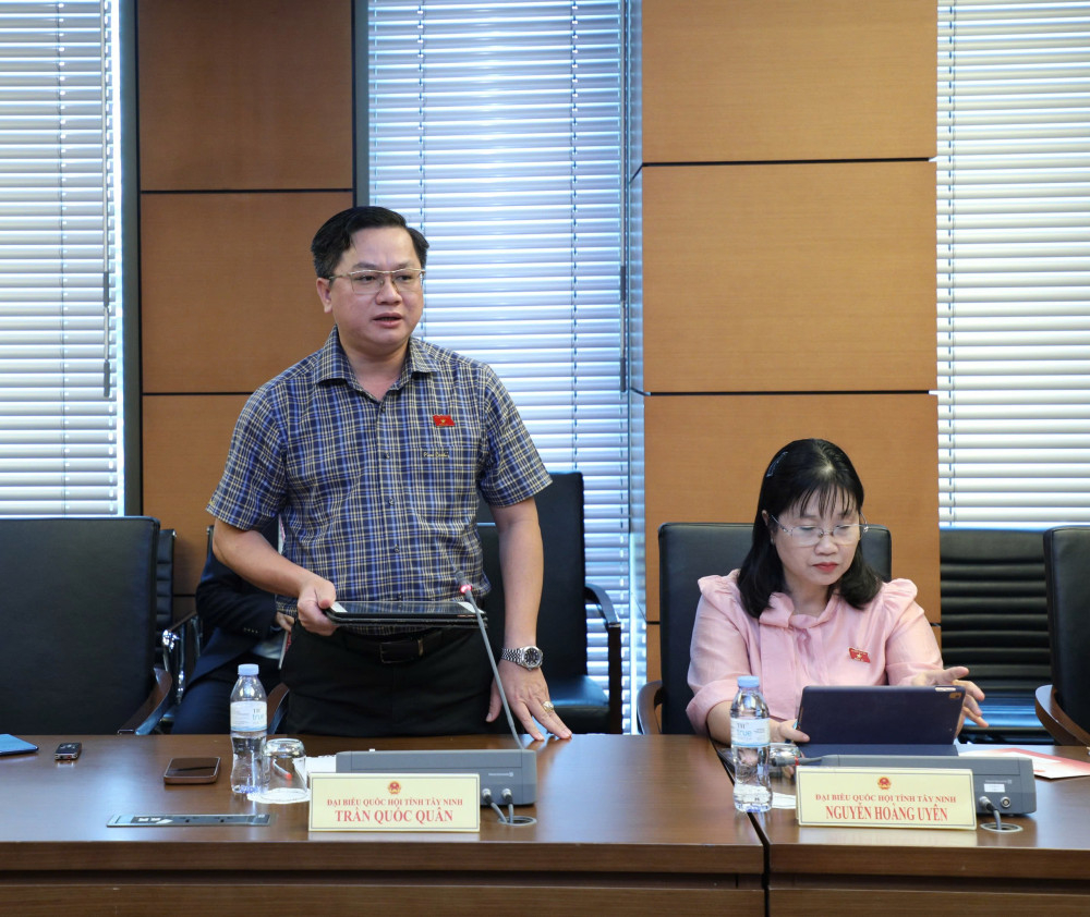 Đại biểu Trần Quốc Quân - Bí thư Đảng ủy xã Tân Lân, phát biểu