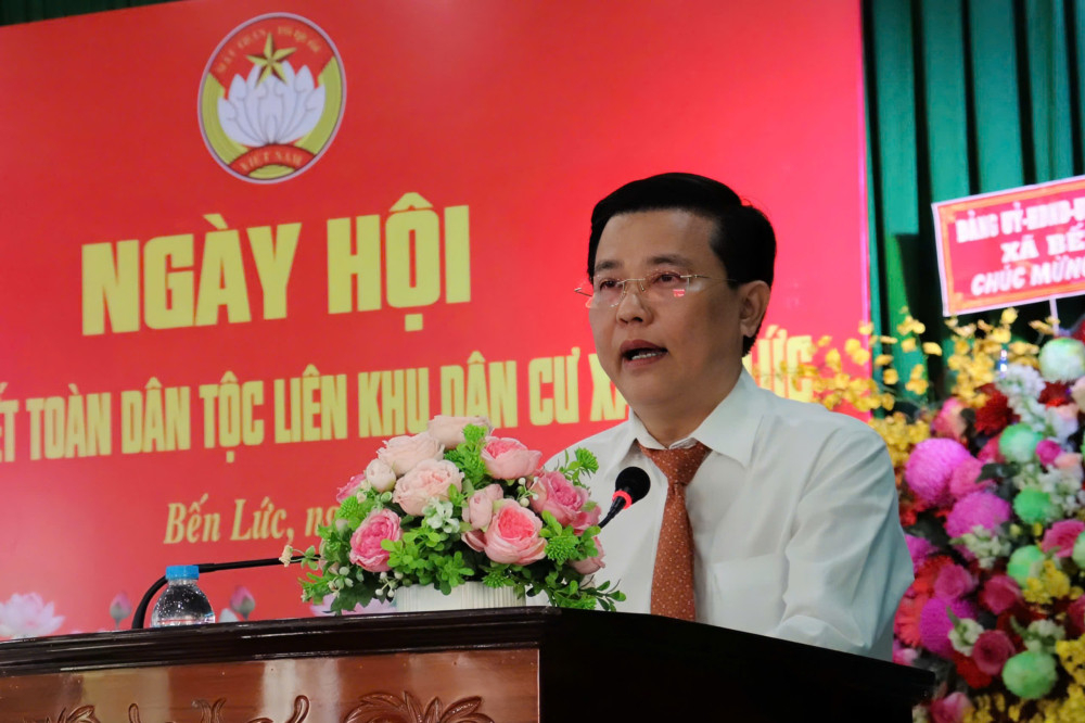 Phó Bí thư Tỉnh ủy, Chủ tịch UBMTTQ Việt Nam tỉnh Nguyễn Thanh Hải phát biểu tại Ngày hội