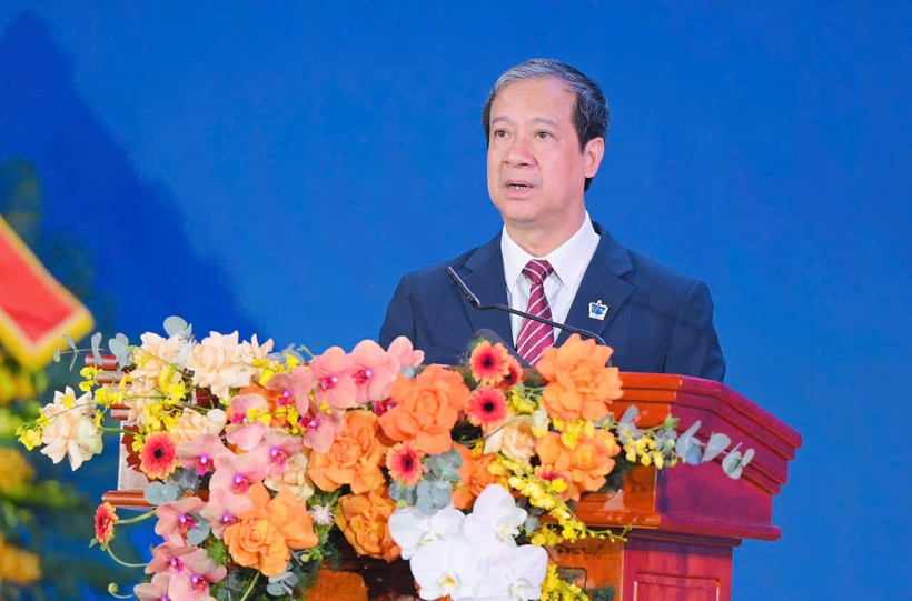 Bộ trưởng Bộ Giáo dục và Đào tạo Nguyễn Kim Sơn phát biểu tại sự kiện. (Ảnh: PV/Vietnam+)