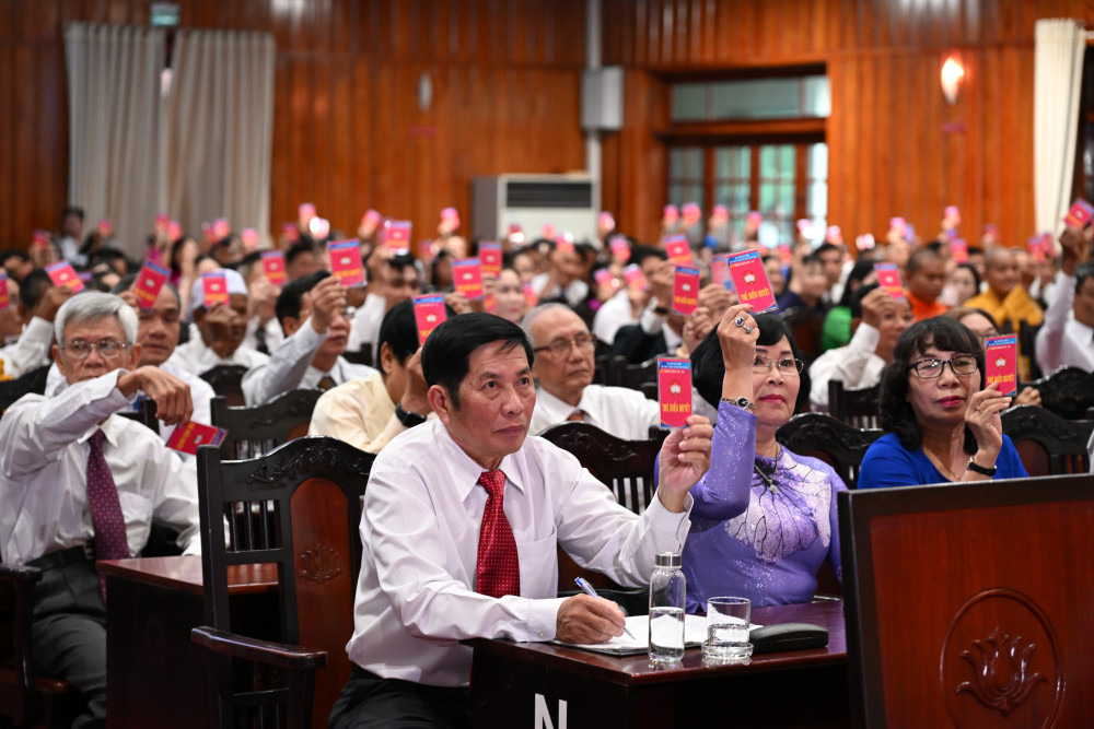 Đại biểu biểu quyết hiệp thương cử Đoàn Chủ tịch, thư ký Đại hộ