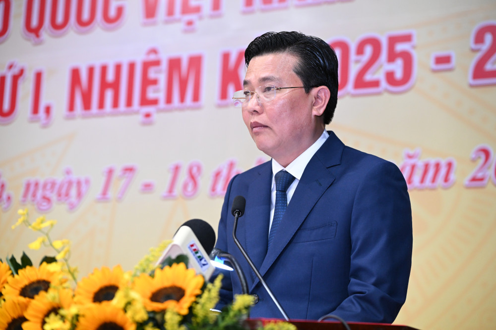 Phó Bí thư Tỉnh ủy, Chủ tịch UBMTTQ Việt Nam tỉnh Nguyễn Thanh Hải phát biểu bế mạc Đại hội