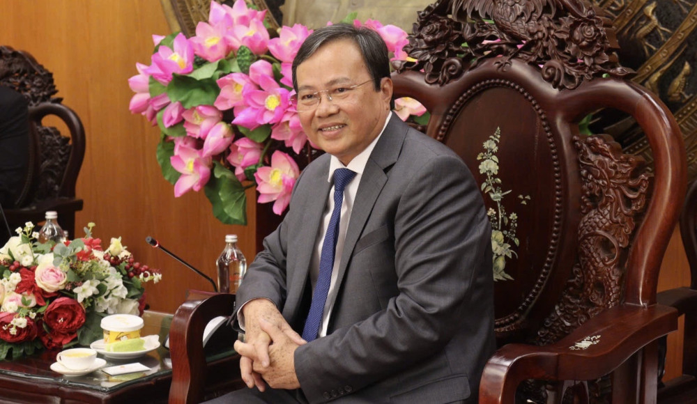 Phó Bí thư Tỉnh ủy, Chủ tịch UBND tỉnh Tây Ninh Lê Văn Hẳn phát biểu tại buổi tiếp