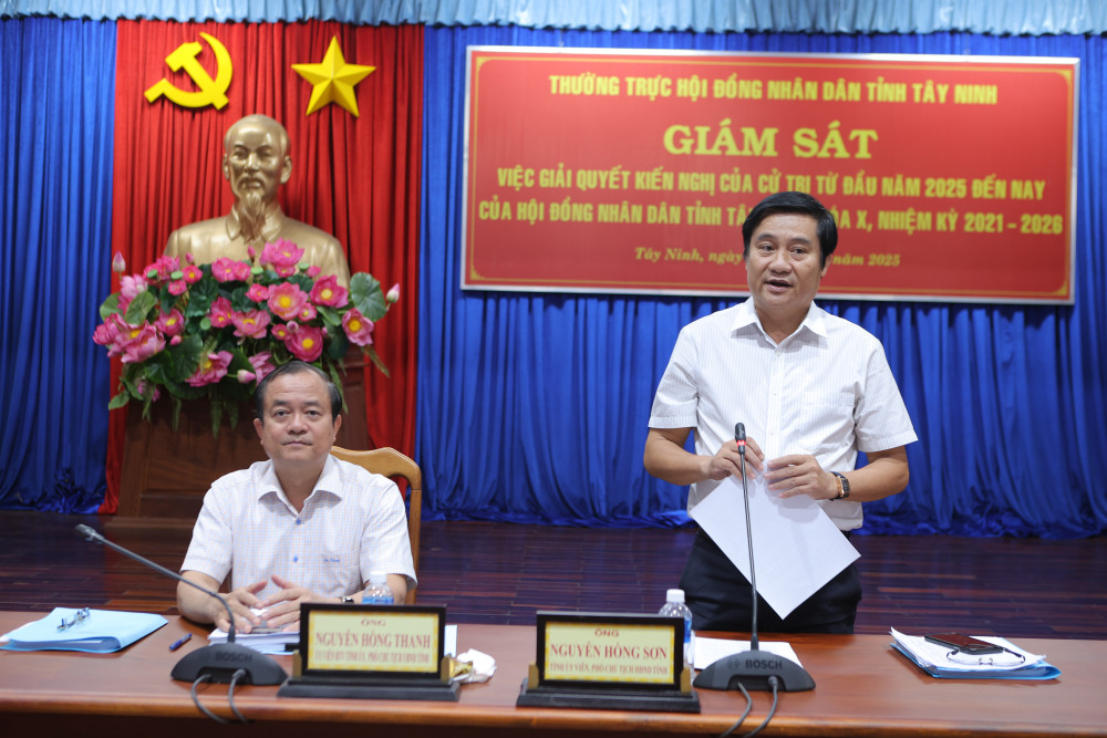 Phó Chủ tịch HĐND tỉnh Nguyễn Hồng Sơn phát biểu kết luận buổi giám sát